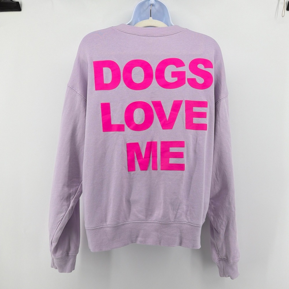 Wildfox Dogs Love Me Graphic Sweatshirt Small Orchid Petal Lavender Purple